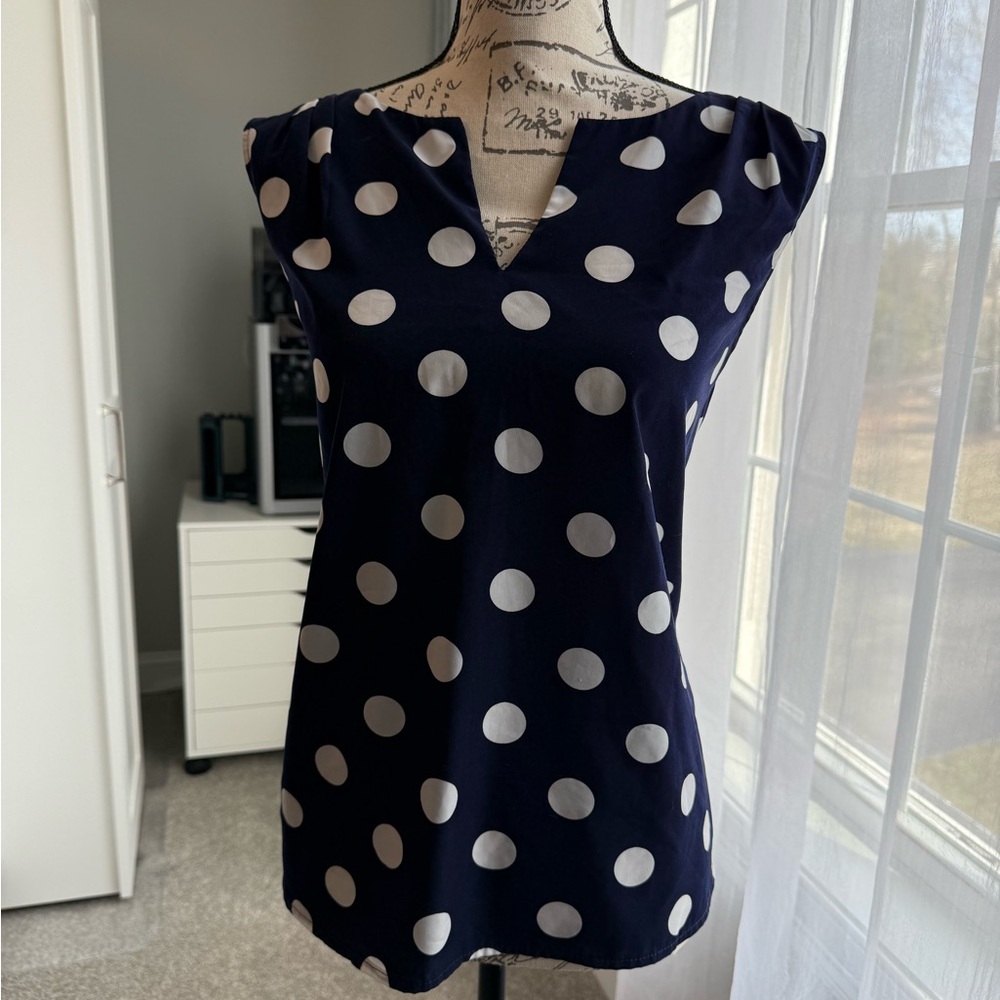 Navy Polka Dot Blouse